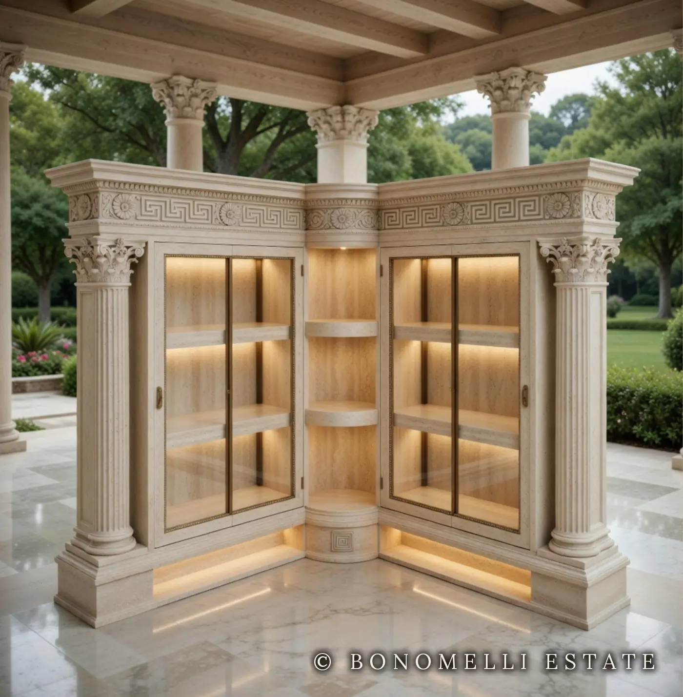 AETHER con colonne corinzie libere nel giardino